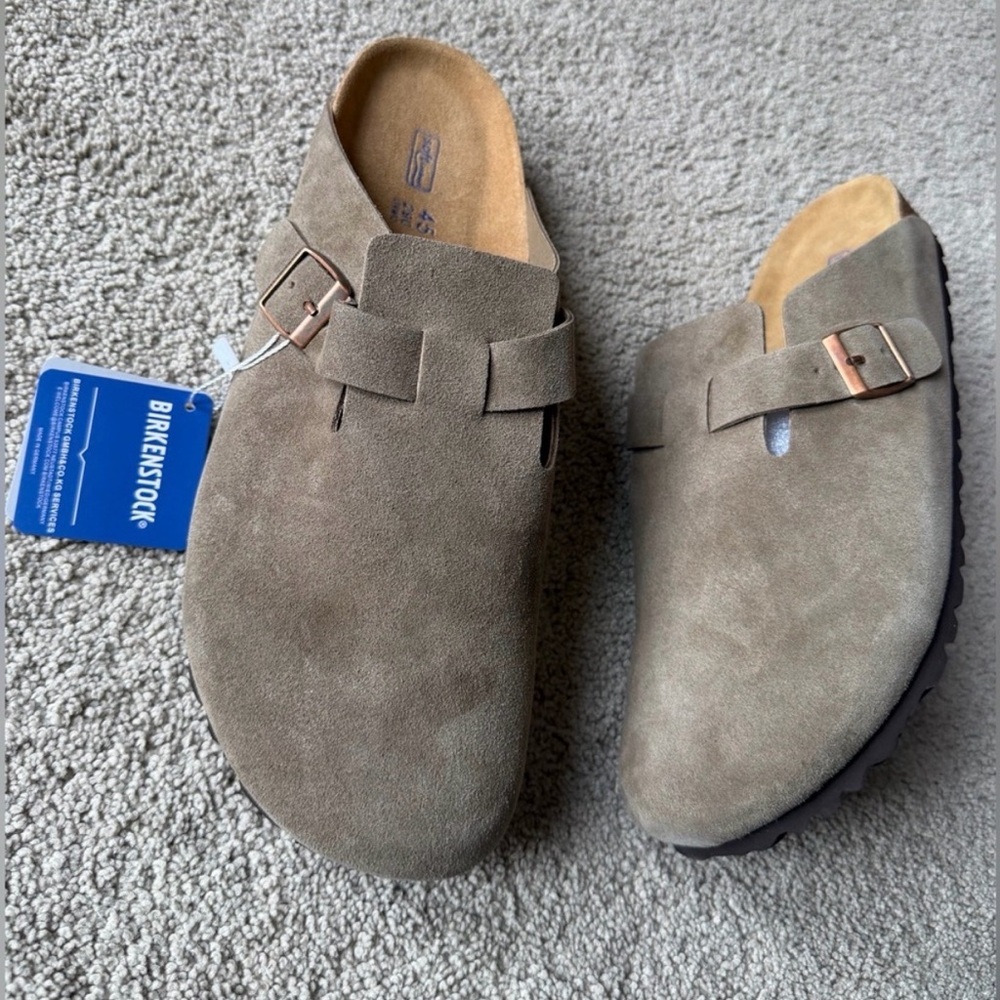 Birkenstock Boston Taupe Suede Loafers